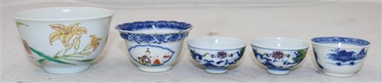 A group of Chinese polychrome and blue and white porcelain, 18th century and later